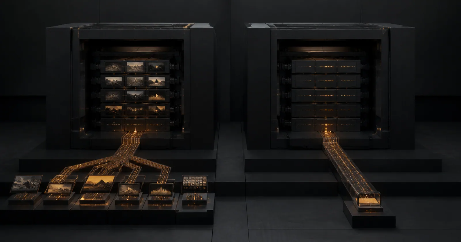 Two protected media vaults with different controlled delivery paths